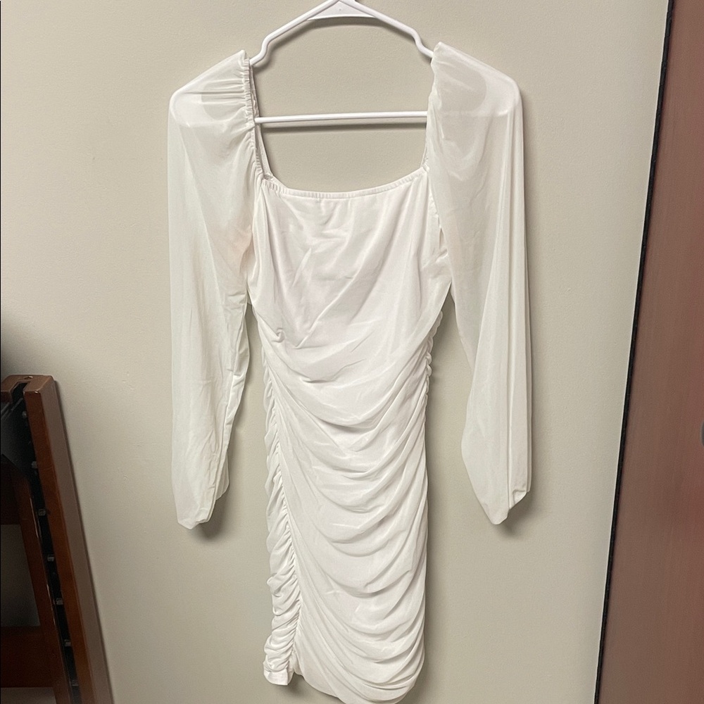 Elegant White Ruched Dress